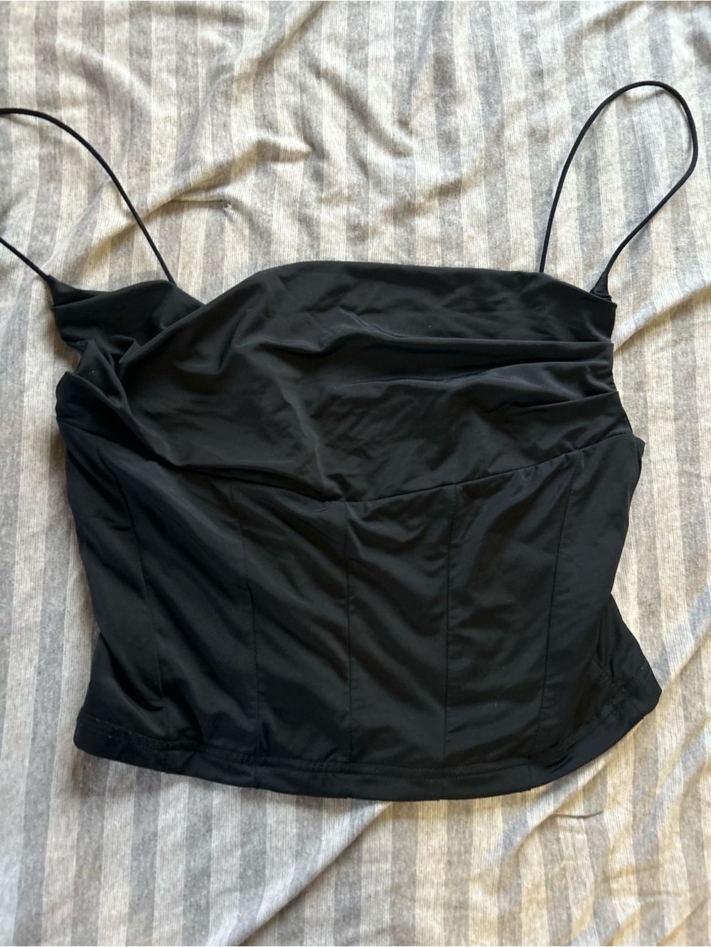 White Fox Boutique Black Spaghetti Strap Crop Top
